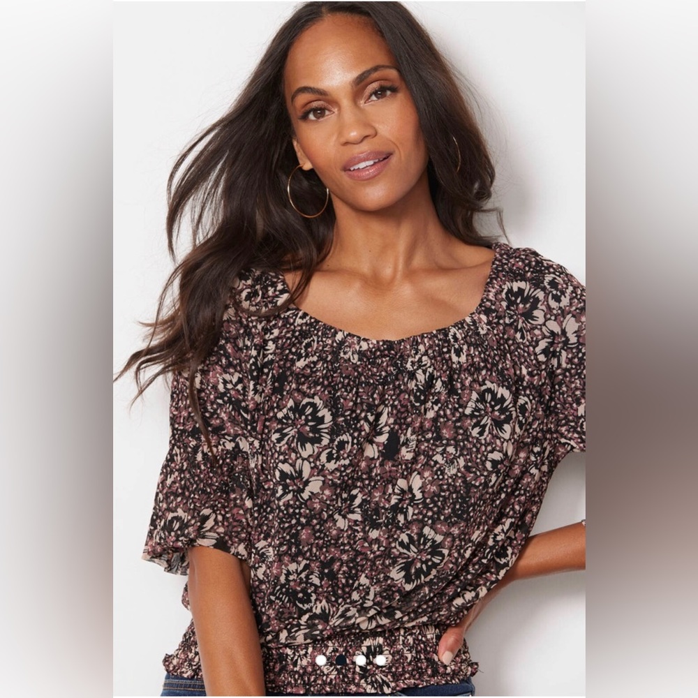 Evereve Arya Floral Mesh Top Size Medium New With Tag
